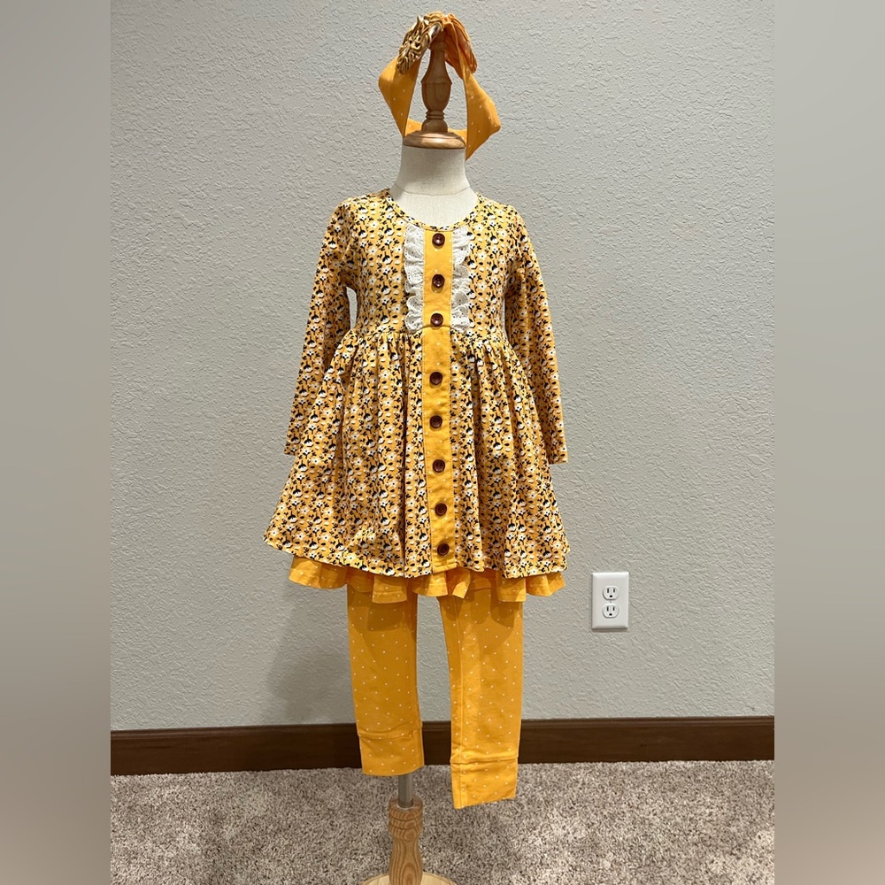Serendipity Yellow Floral Kids Dress Set
